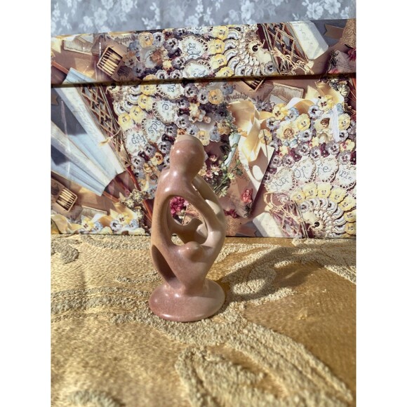 Vintage 90s Abstract Hand Carved Soapstone Family Figurine Art Sculpture Earthy - Picture 4 of 5